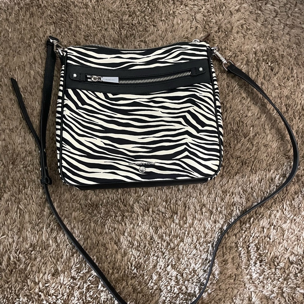 Michael Kors Black and White Zebra Crossbody Bag